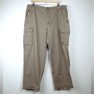 CHAPS Vintage Cargo Pants Size W-40  L-30 Taupe Workwear Distressed